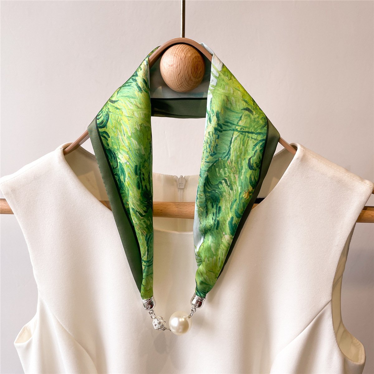 Classic Satin Silk Scarves - Green image 0