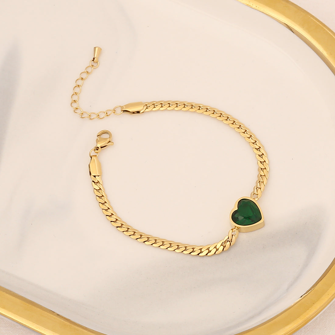 Green Heart Shape Stainless Steel Bracelets