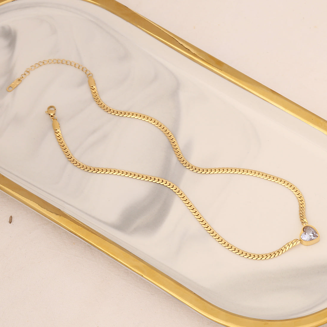 White Heart Shape Stainless Steel Necklace