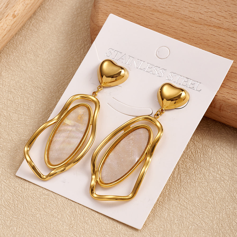 Elegant White Stainless Steel Earrings