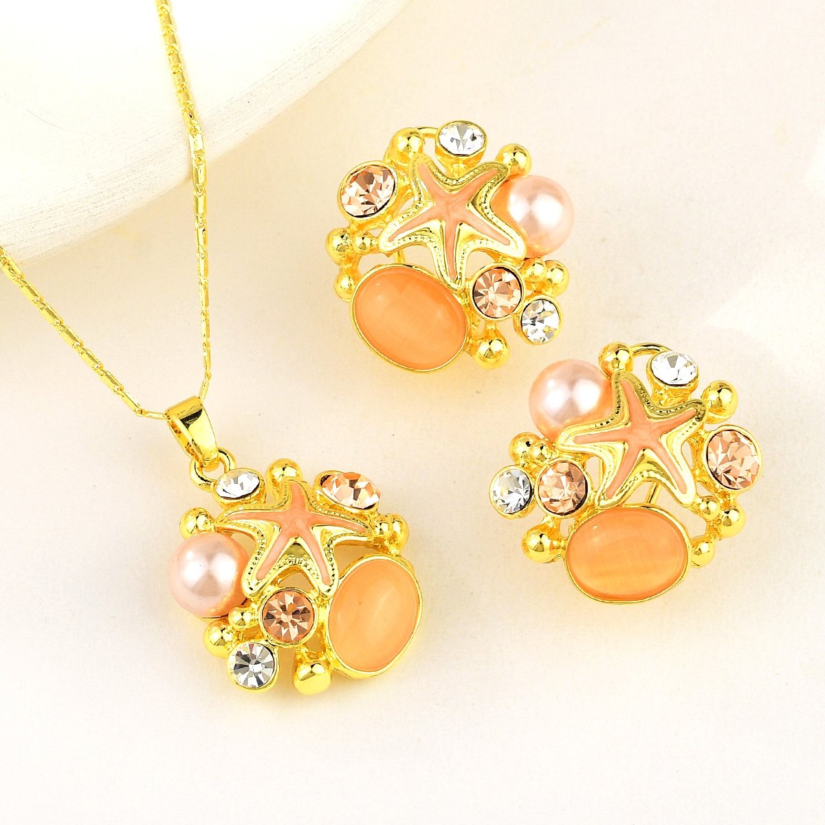 Sunset Serenade Coral 2 Piece Necklace image 0