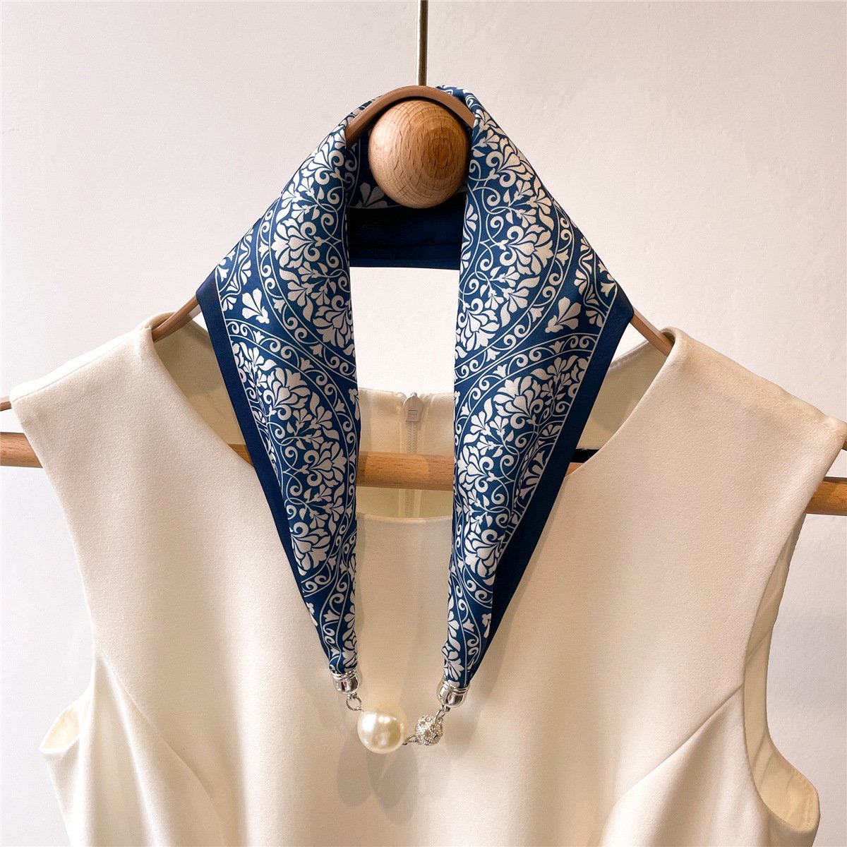 Classic Satin Silk Scarves - Blue image 0
