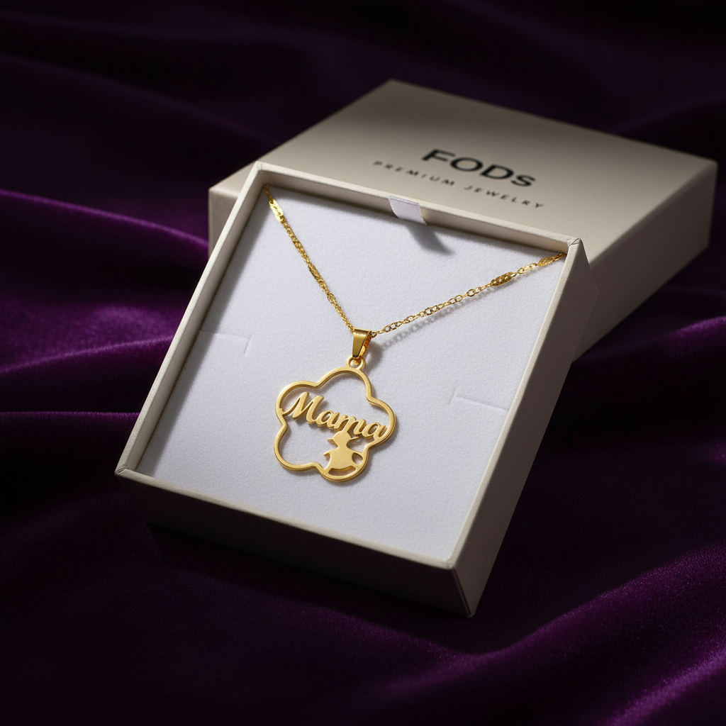 Mama 18K Gold Plated Necklace - Velvet Background