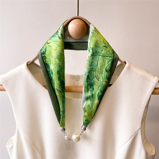 Classic Satin Silk Scarves - Green image 0
