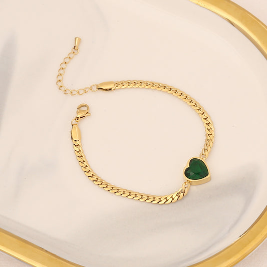 Green Heart Shape Stainless Steel Bracelets