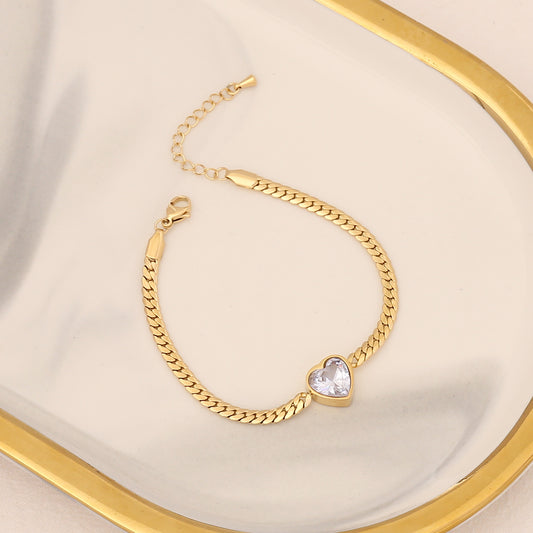 White Heart Shape Stainless Steel Bracelets