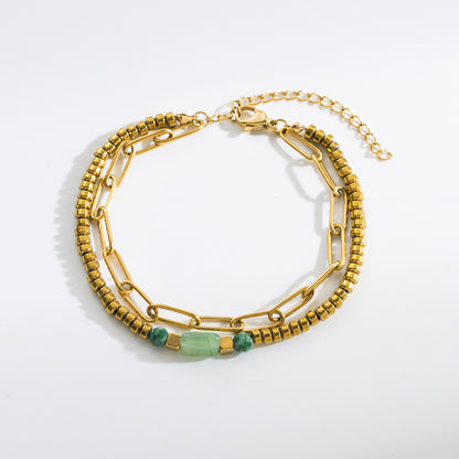 Natural Stone 18k Gold Plated Bracelets