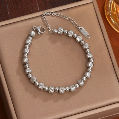 Simple Style Round Titanium Steel Plated Bracelets