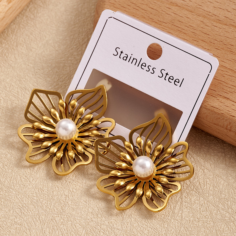 Heart Shell Stainless Steel Earrings