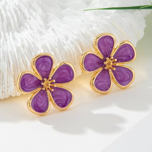 Petal Purple Floral Earrings