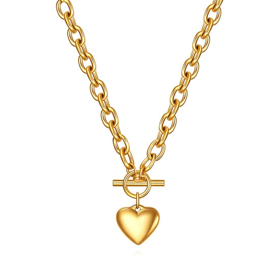 Heart Necklace -18K Gold Plated Steel image 0