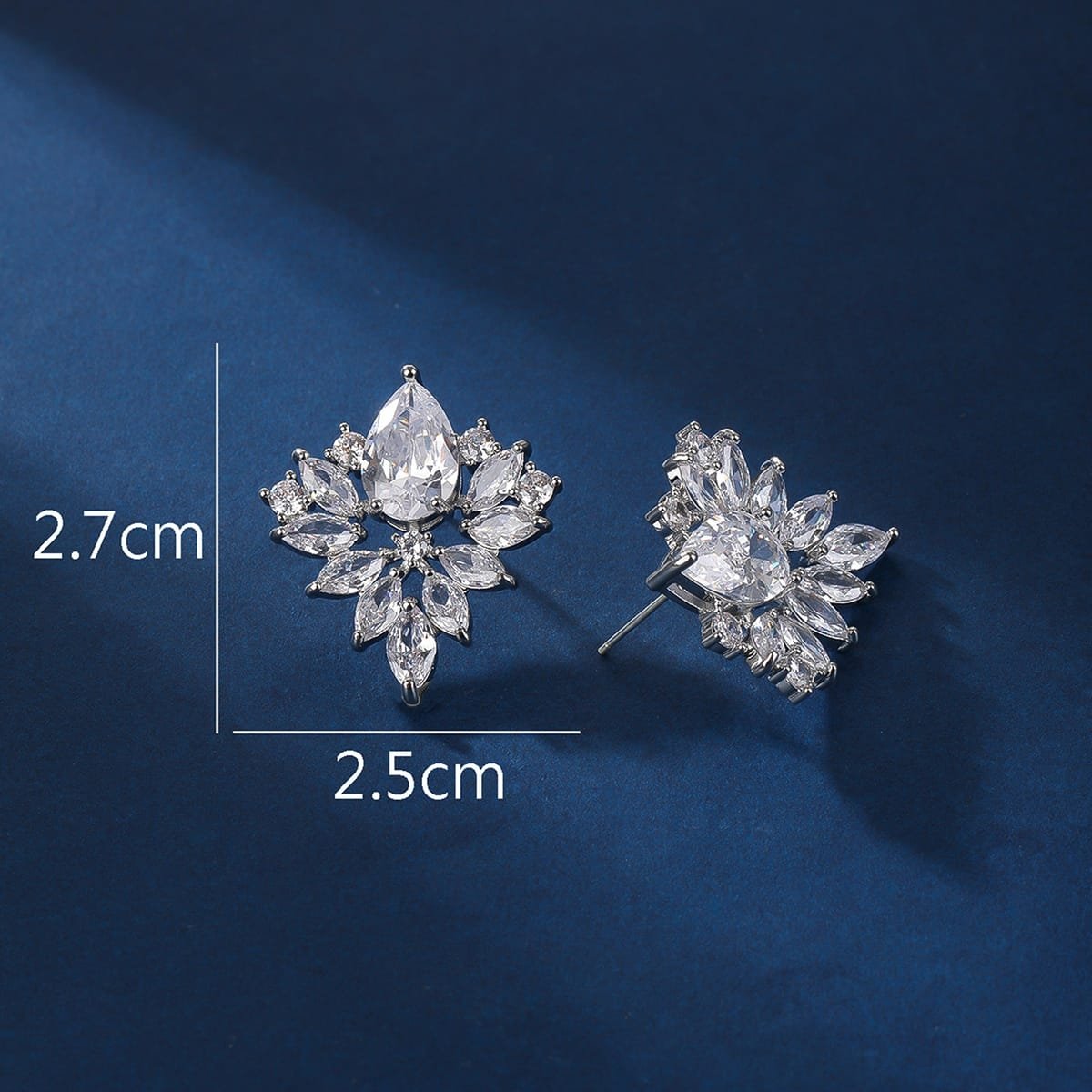 Silver Flowered Cubic Zirconia Earrings image 4