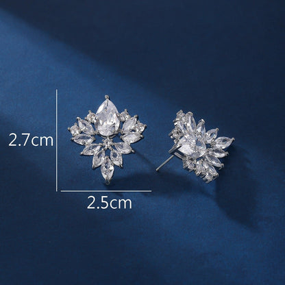 Silver Flowered Cubic Zirconia Earrings image 4
