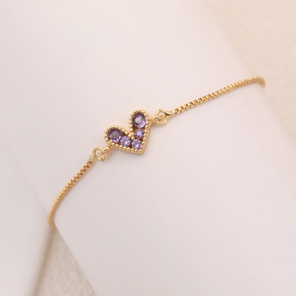 Romantic Heart Purple Zirconia Bracelets image 0