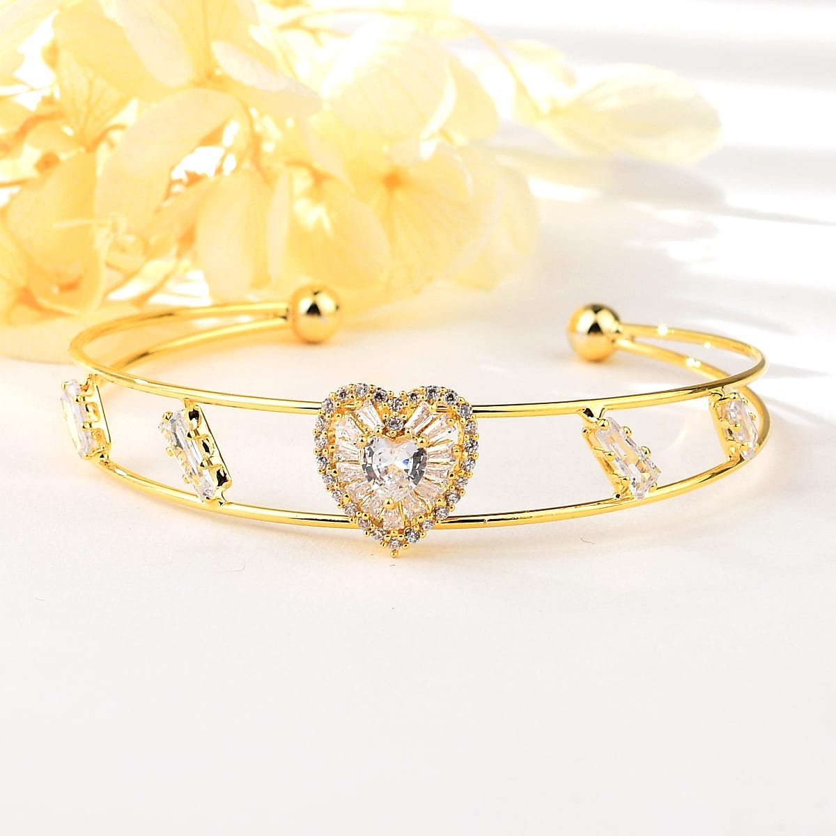 Love Heart Cubic Zirconia Bangle image 0