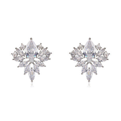 Silver Flowered Cubic Zirconia Earrings image 2
