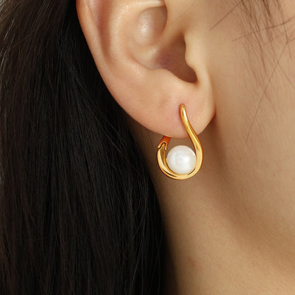 Geometric Pearls Drop Earrings image 1