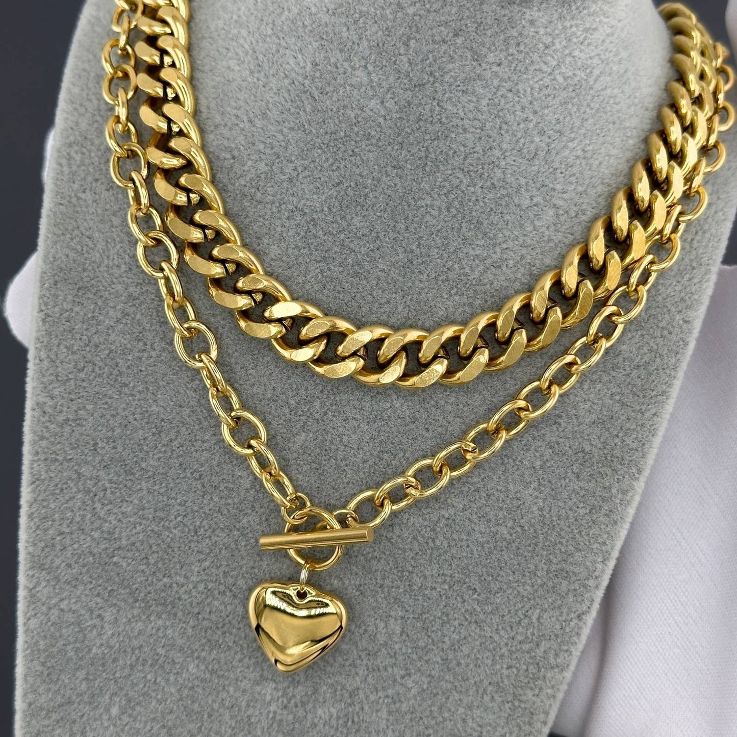 Heart Necklace -18K Gold Plated Steel image 1