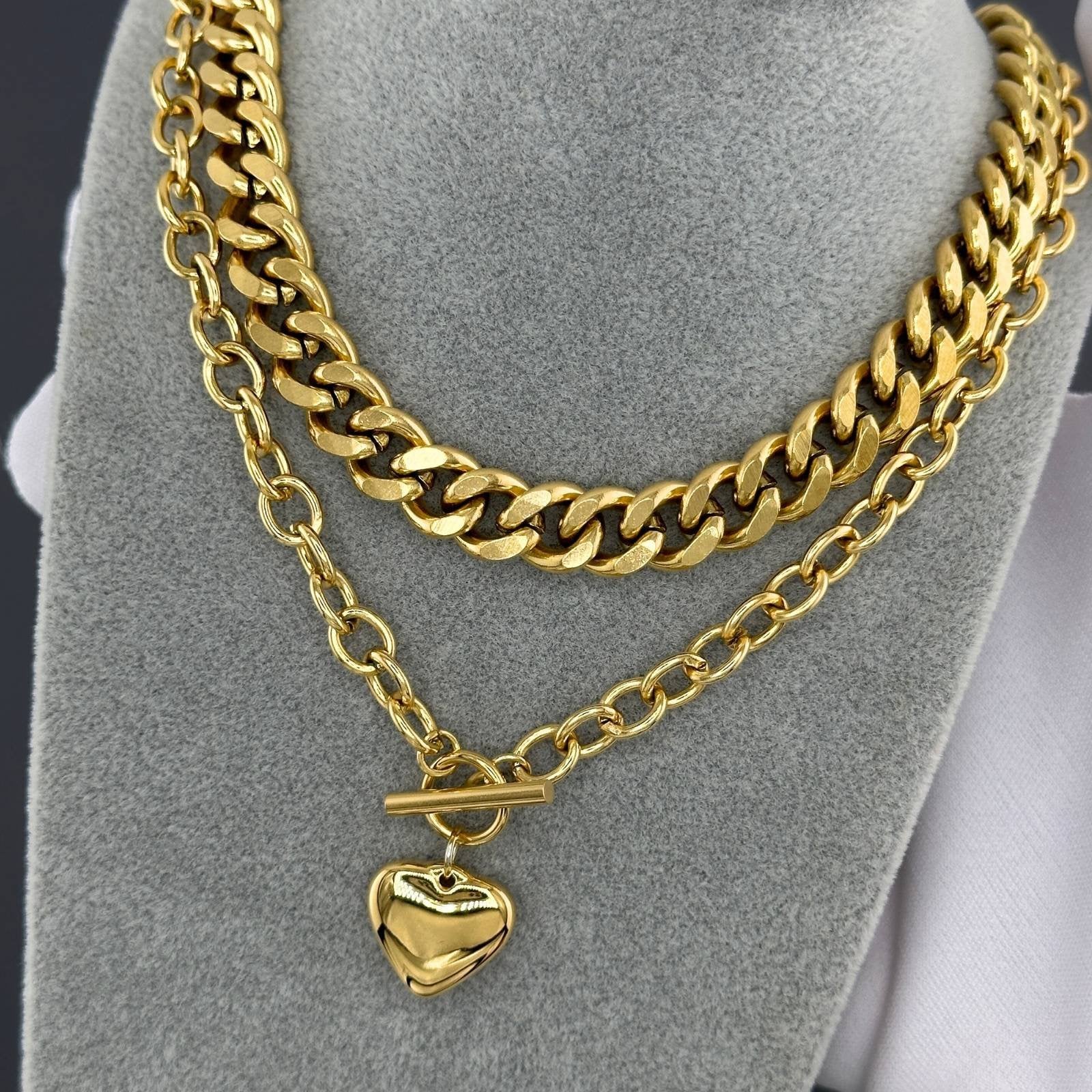 Heart Necklace -18K Gold Plated Steel image 1
