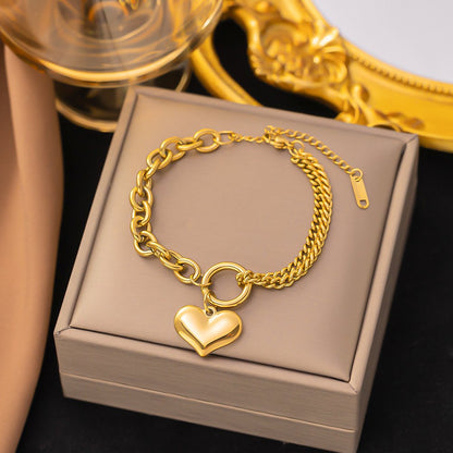 Heart Lock Bracelet -18K Gold Plated Steel image 0