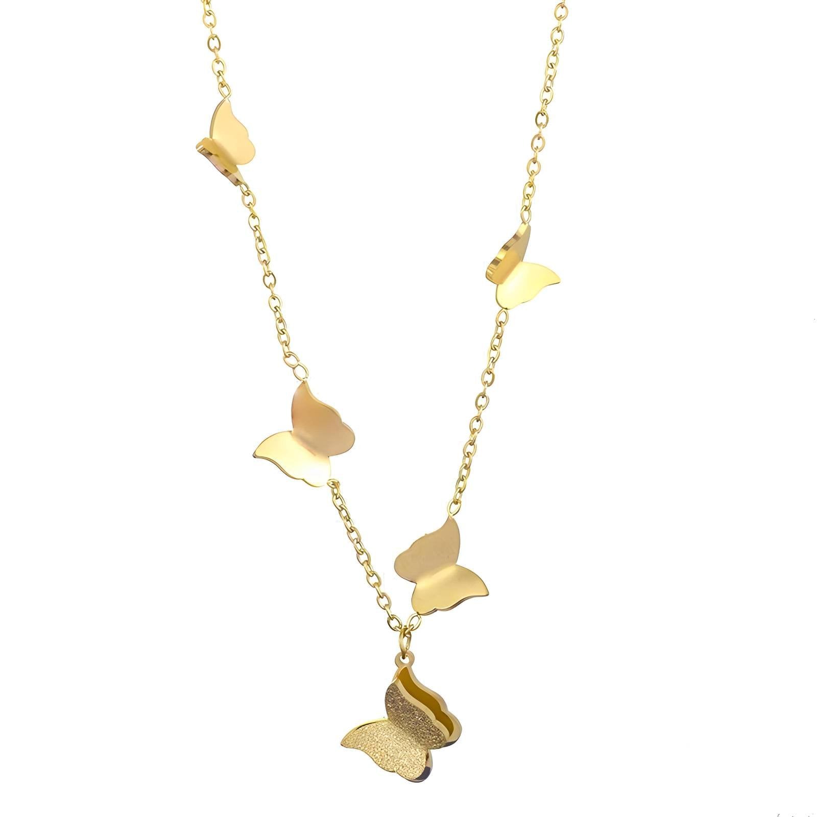 Butterflies Necklace -18K Gold Plated Steel image 0