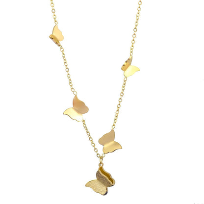 Butterflies Necklace -18K Gold Plated Steel image 0
