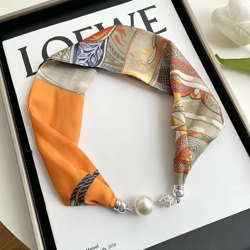 Classic Satin Silk Scarves - Orange image 0