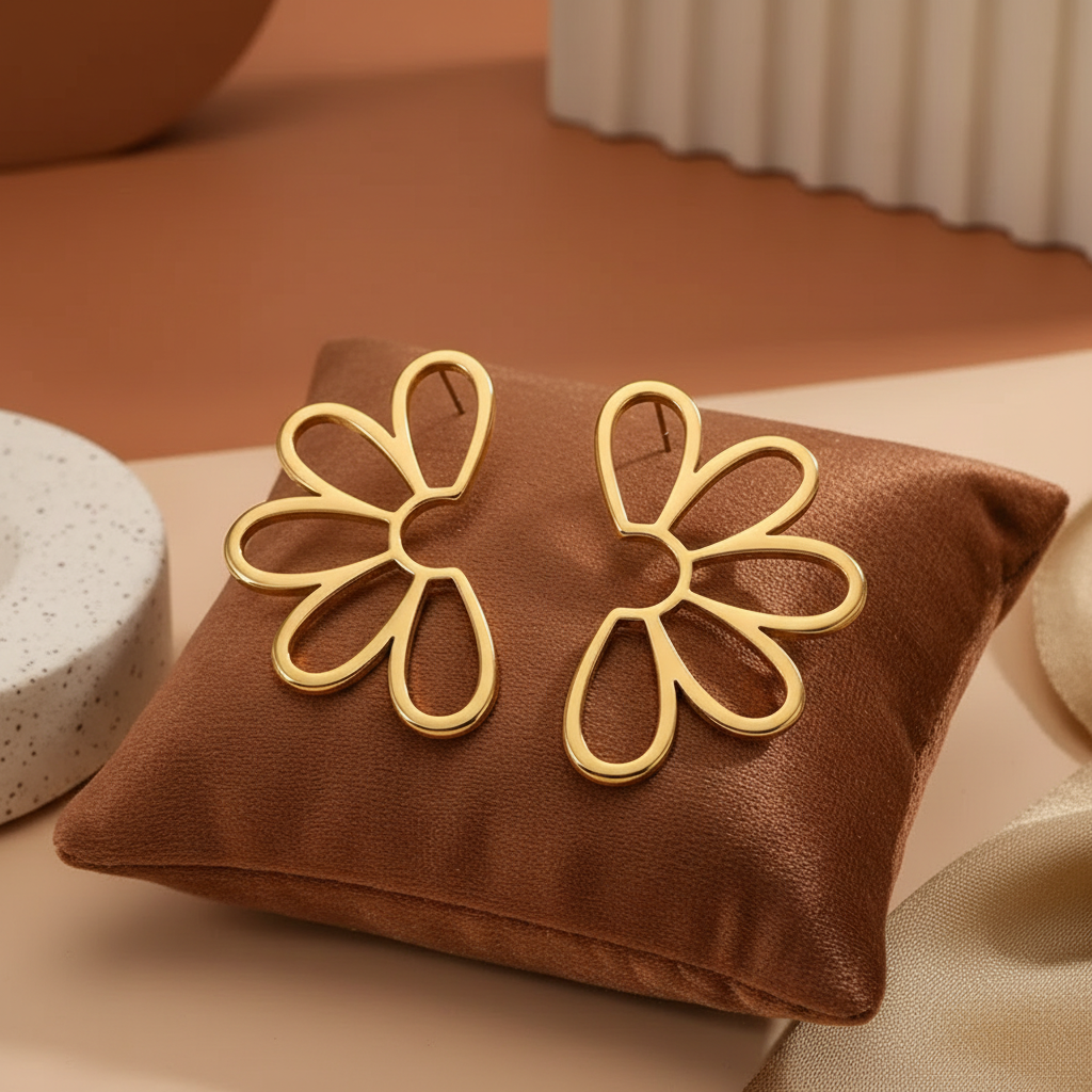 Artistic Flower Hollow Out Earrings in elegant setting