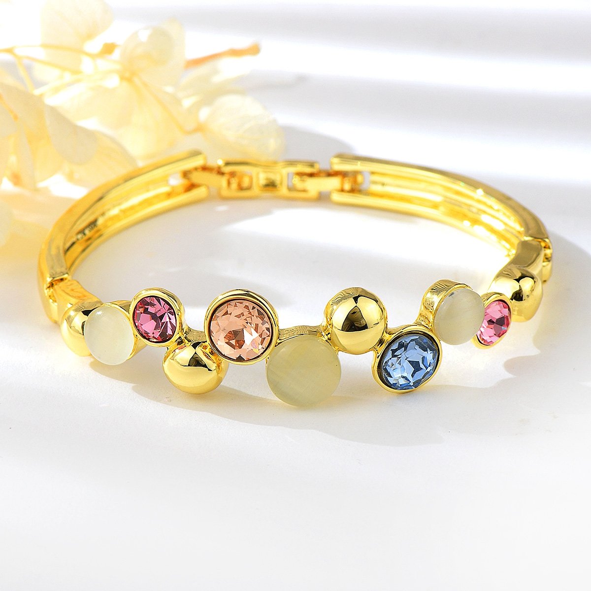 Delicate Opal Gold Plated Bangle image 0