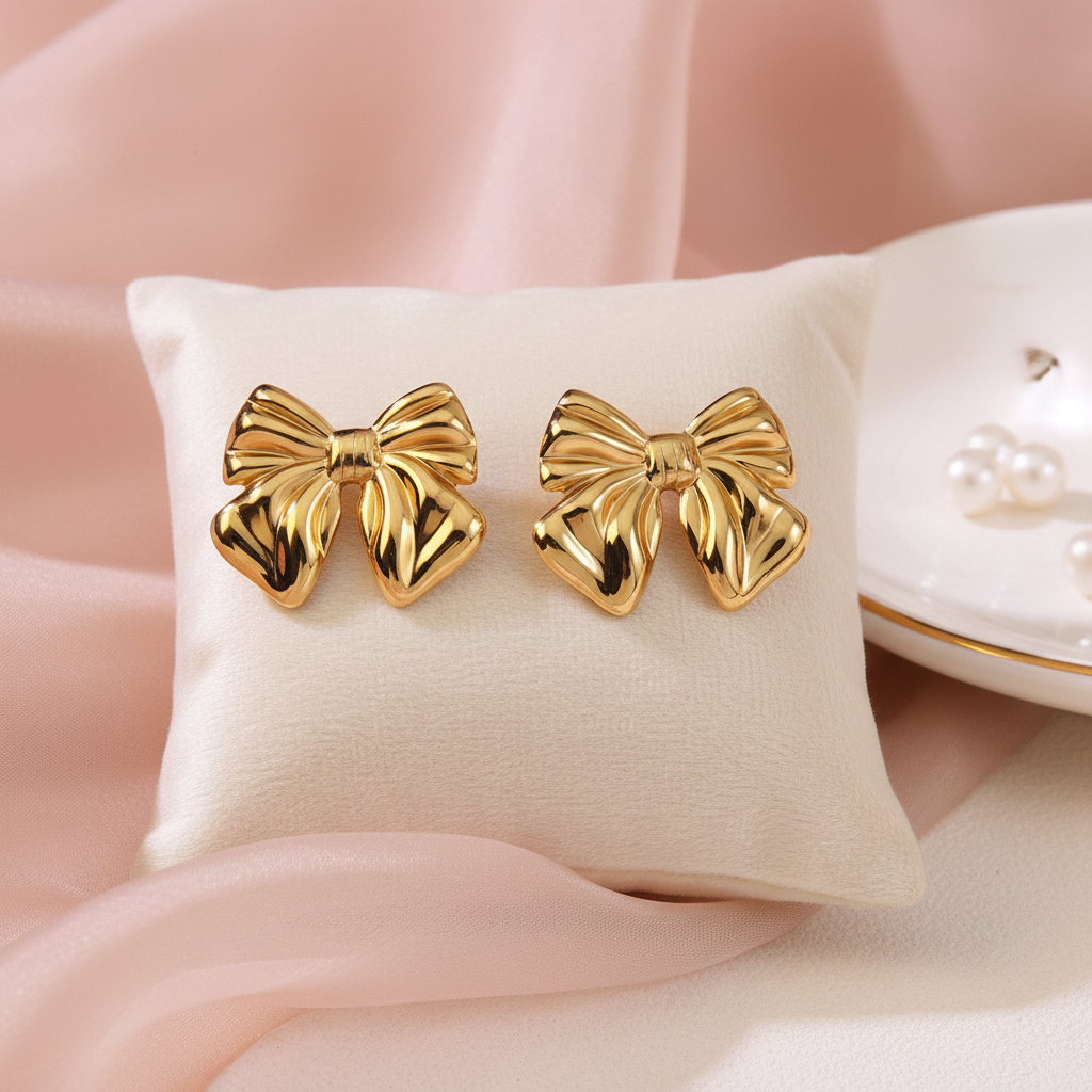 Classic Style Bow Knot Earrings in elegant setting