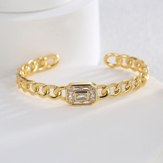 Royal Zirconia Gold Plated Bangle image 0