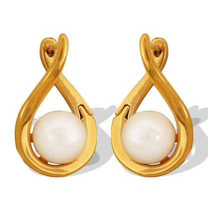 Geometric Pearls Drop Earrings image 0