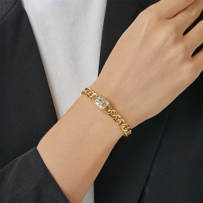 Royal Zirconia Gold Plated Bangle image 1