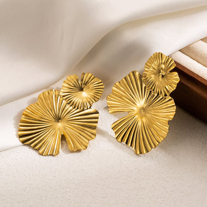 Flower Ginkgo Leaf Earrings image 0