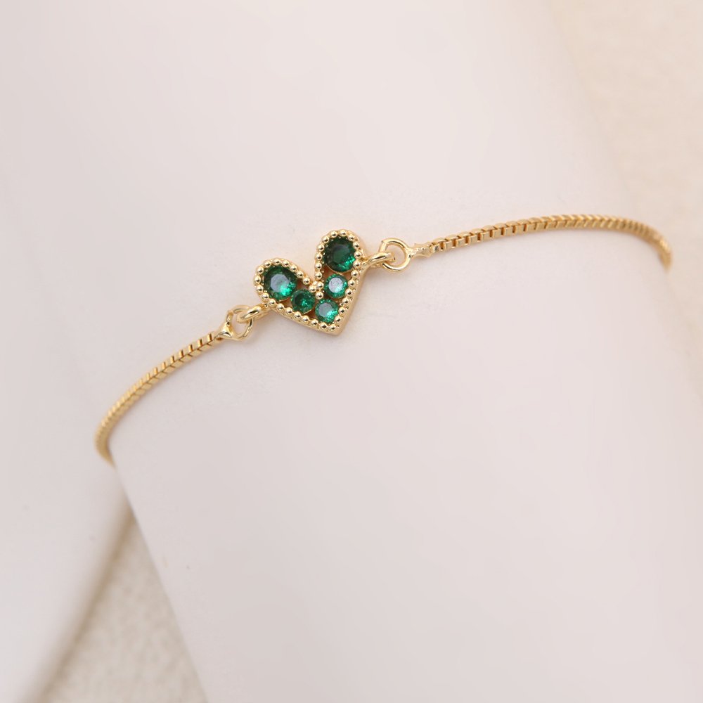 Romantic Heart Green Zirconia Bracelets image 0