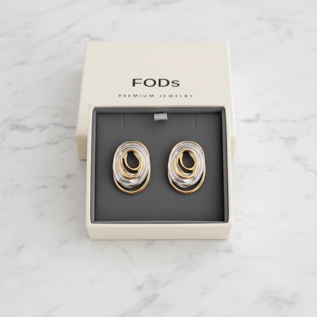 Geometric Color Block Ear Studs - White Marble
