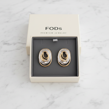 Geometric Color Block Ear Studs - White Marble