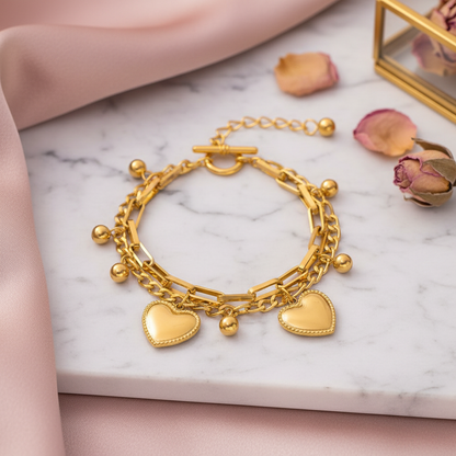 Heart Charm Bracelet in elegant setting