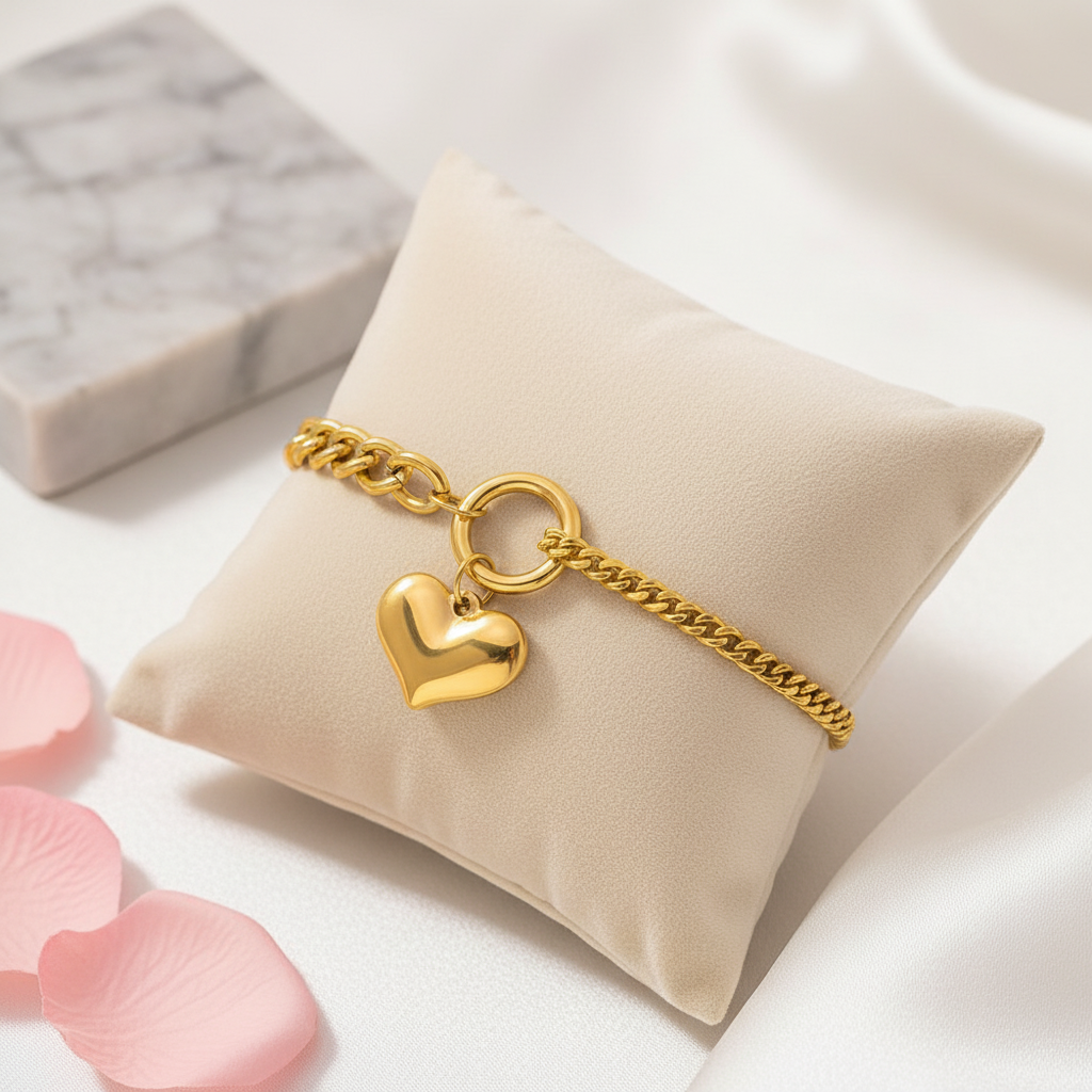 Heart Lock Bracelet in elegant setting