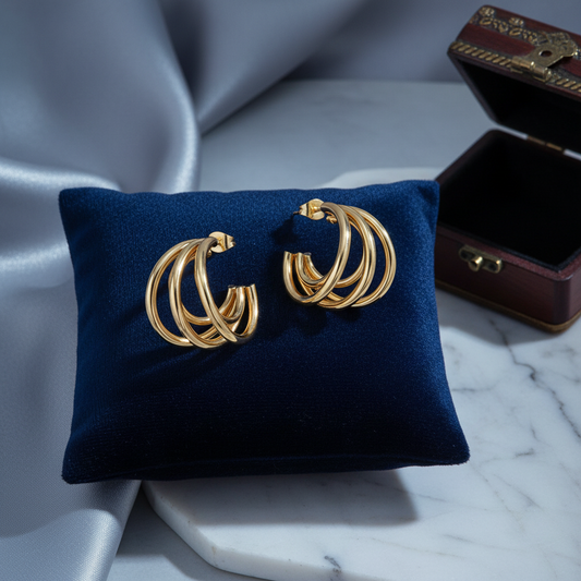 Moonlit Gold Elegance Earrings in elegant setting