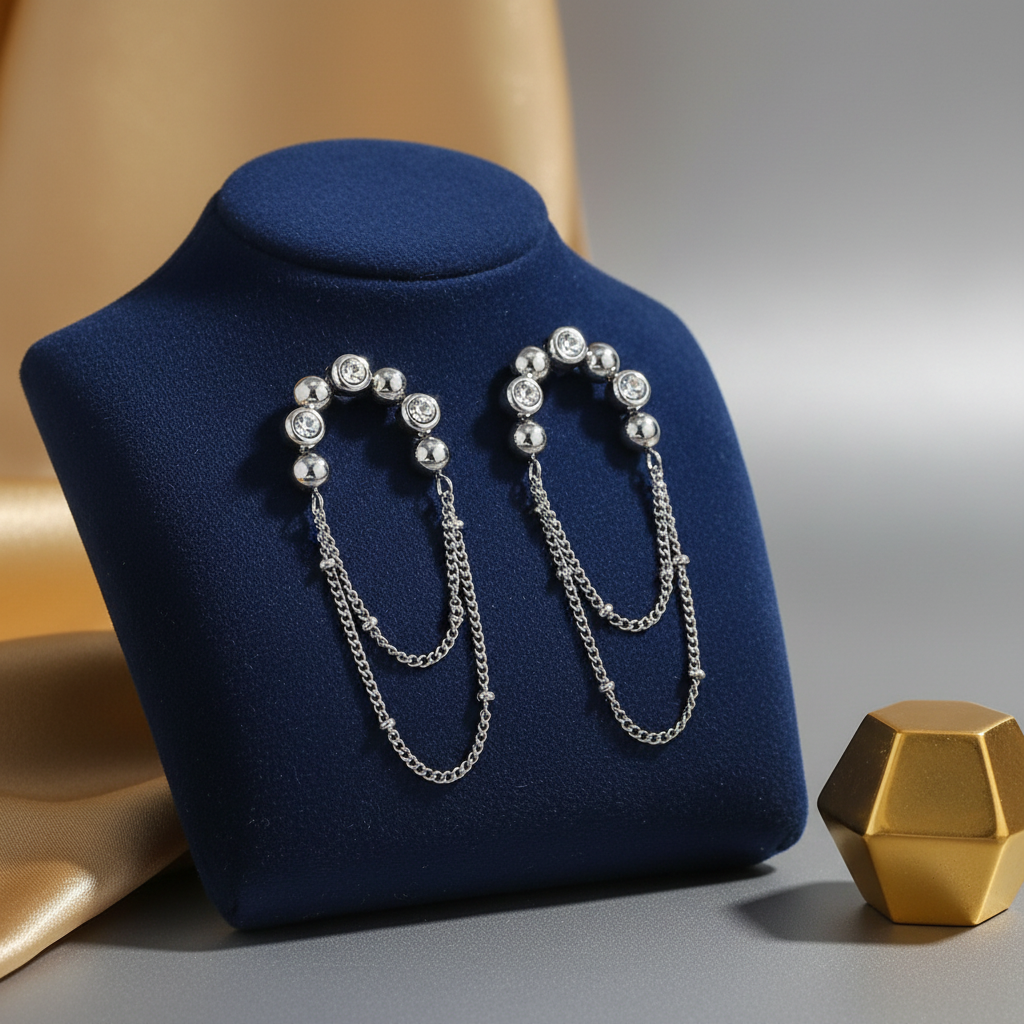 Prestige Drops Silver Earrings in elegant setting